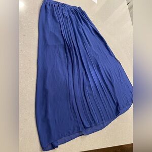 Long Blue Accordion Pleated Skirt